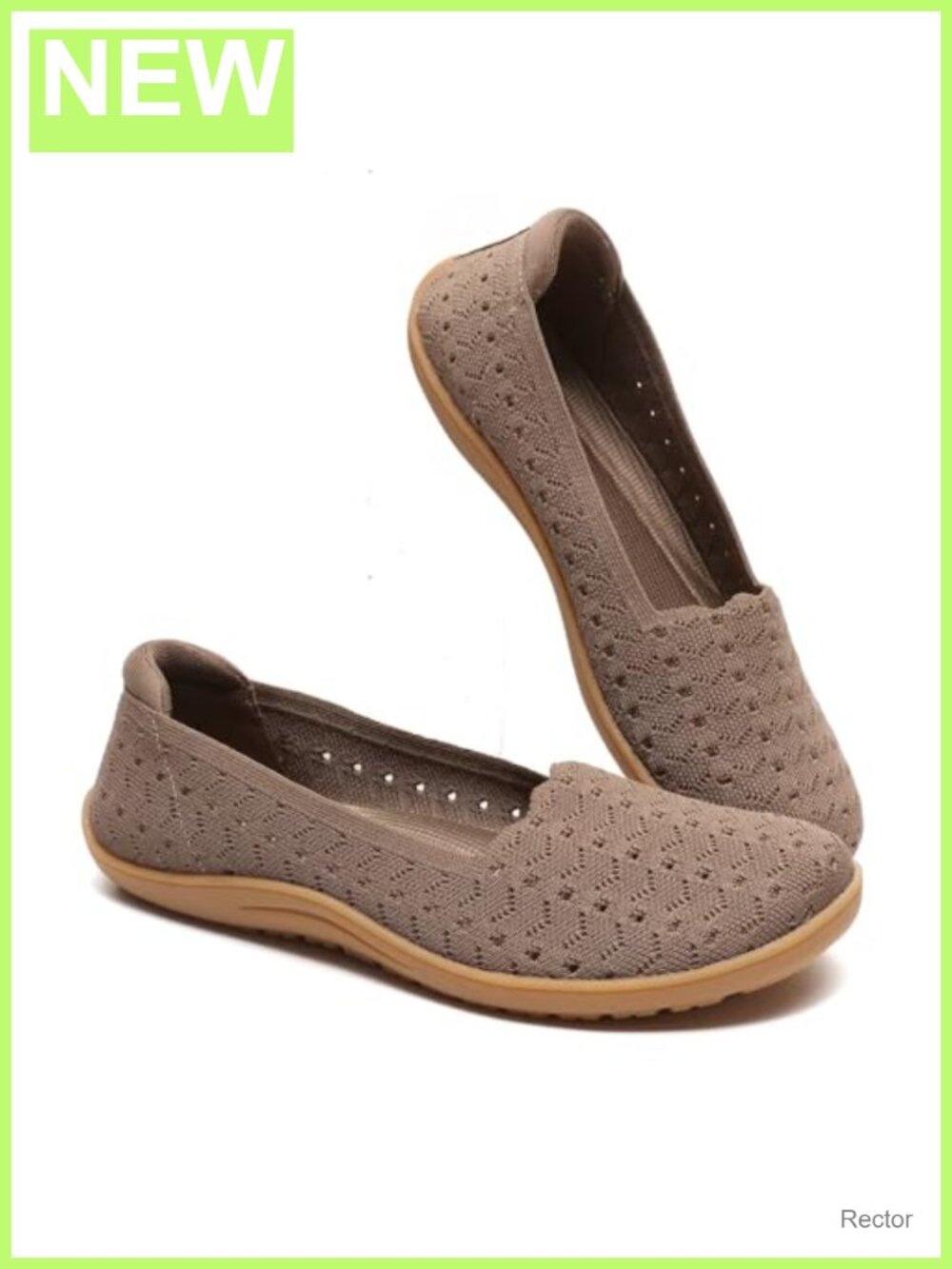 Women's Wide Toe Box Ballet Flats Knit Breathable Walking Shoes